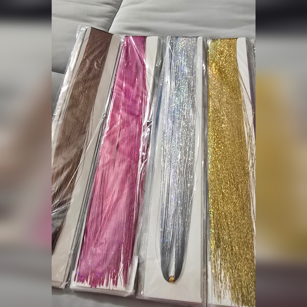 Metallic Tinsel Hair Extensions Strands - Multy Color